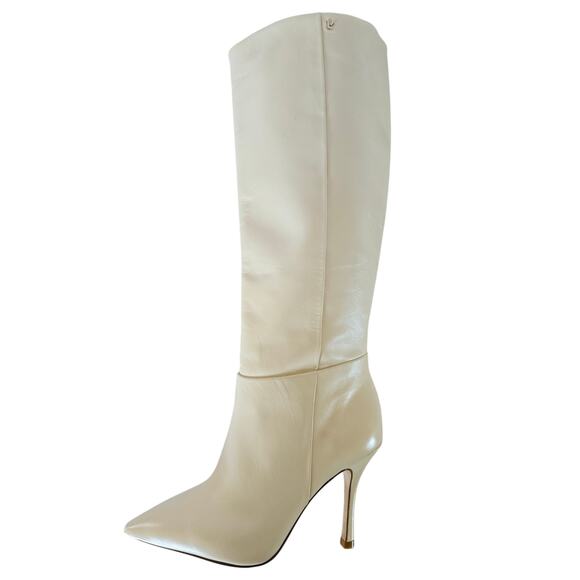 Larroude Kate White Leather Knee High Stiletto Boots Size 7.5 NWOT - Picture 7 of 8